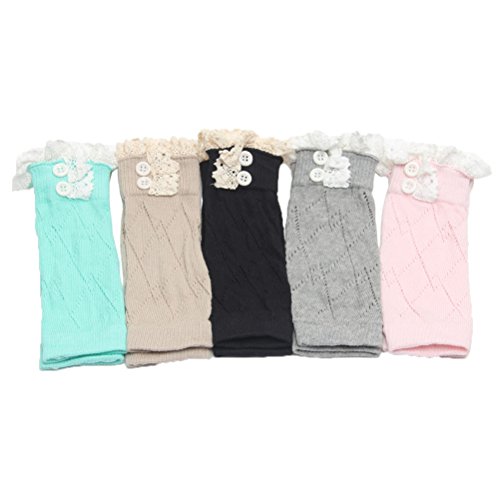 Jelinda Kids Girl's Lace Button Boot Cuffs Toppers Leg Warmer Socks