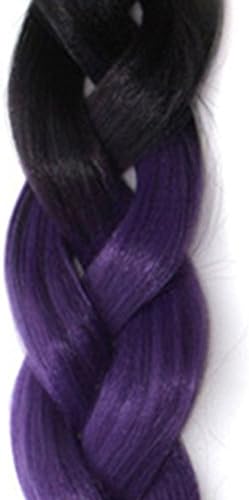 Stepupgirl 24 Inch Black to Purple Ombre Color Synthetic Big Afrika Amerika Mengepang Rambut Jumbo Braid with Calendar Card
