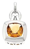 Sterling Silver Bezel Pendant With Cushion-Cut Genuine Yellow Citrine