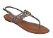 Womens Roman Gladiator Sandals Flats Thongs Shoes W/Gold Trim 4 Colors (6, Silver 2220)