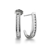 10K White Gold Diamond J-Hoop Earrings (1/4ct tw I/J I2)