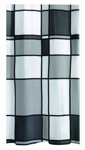 Imperial Spirella Mondy Polyester-Duschvorhang mit Satin-Effekt, 240&nbsp;x&nbsp;200&nbsp;cm, wei&szlig;/ schwarz/ grau/ silber
