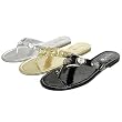 Sunny Feet by Journee Rhinestone Accent Flip Flops