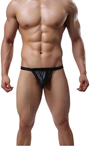 Mens Sexy Leather-Like Underwear Pouches Short Large