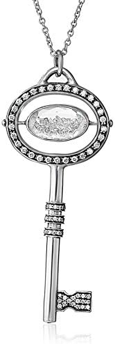 Moritz Glik "Kaleidoscope" 14K White Gold Floating Diamond Key Pendant Necklace