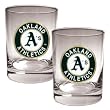 Oakland Athletics 2pc Rocks Glass Set - Primary Logo MLB Baseball
