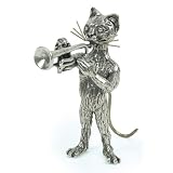 Figurine en étain chat trompette