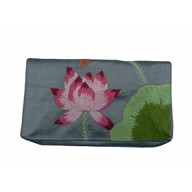 Handbag Heaven Silver Grey Silk, Embroidered Purse or Clutch