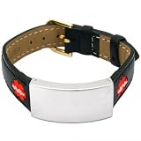 Medical ID Leather Bracelet Info Identification Band