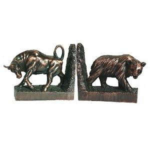 Bull and Bear Bookends-Antique Copper