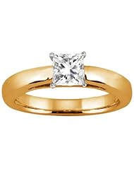 0.50 Ct Princess H/I SI1/SI2 Diamond 18K Yellow Gold Solitaire Ring