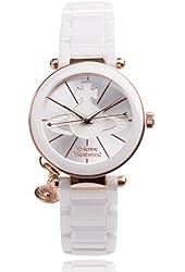 Vivienne Westwood Women's VV067RSWH Kensington Stainless Steel Watch with Ceramic Band