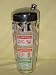 Vintage Retro Bar Ware Glass w/ Chrome Top 8 Inch Cocktail Drink Shaker w/ Drink Recipes