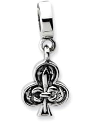 Sterling Silver Clubs Dangle Charm for 3mm Charm Bracelets