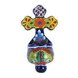 Talavera Cross / Crucifix with Holy Water Font Bowl, Assorted Colors