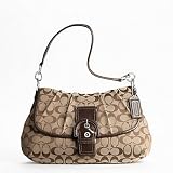 Coach Soho Signature Flap Over Brown Handbag (Khaki/Mahogany)
