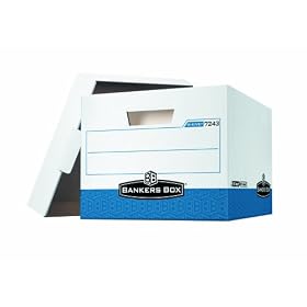 Bankers Box R-Kive Heavy-Duty Storage Boxes, Letter/Legal, White/Blue, 12 Pack (07243 )