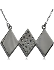 Viento Three Diamond Center Swarovski Pave Finish Pendant Necklace