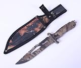 Yes4All Camo Coated H152B HUNTING SURVIVAL TACTICAL KNIFE BOWIE FIXED BLADE + Nylon Sheath - ²H92BZ