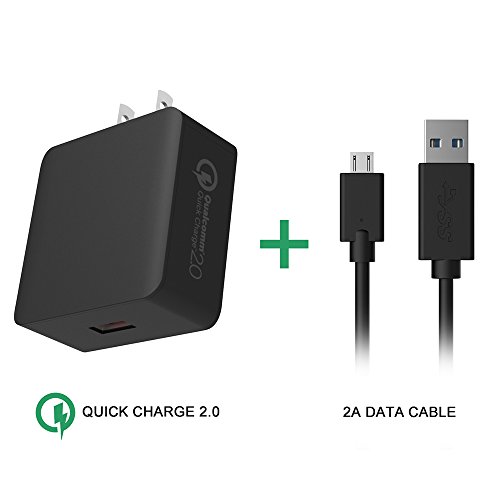 Oenbopo Qualcomm Quick Charger 2.0 18W USB Turbo Travel Wall Fast Charger + 2A Data Micro Cable