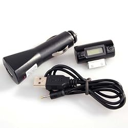LCD FM TRANSMITTER/CAR CHARGER FOR APPLE iPOD nano 4G