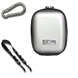 Ex-Pro Clam Digital Camera Case Bag - SMOOTH SILVER - for Olympus Cameras - Clam shell rugged finish, soft inside for protection, including should strap, carabina belt clip for easy carry. Case dimensions listed in specifications.