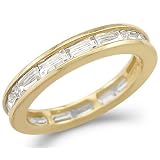 Size- 5 - Solid 14k Yellow Gold Eternity Wedding Anniversary CZ Cubic Zirconia Band Size 5, 6, 7, or 8