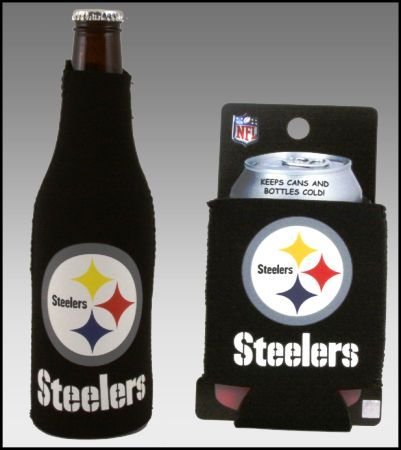 SET OF 2 PITTSBURGH STEELERS CAN & BOTTLE KOOZIE COOLER