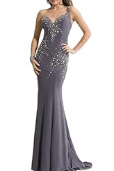 Sweetheart Chiffon/Tulle Beaded Mermaid One Shoulder Evening Dress/Prom Dress 