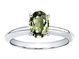 1.00 cts Genuine Green Sapphire Solitaire Engagement Ring - 14kt White or Yellow Gold