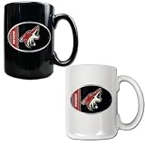 NHL Phoenix Coyotes Two Piece 15-Ounce Ceramic Mug Set - Black & White with Oval Logo