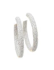 Women 18k Yellow Gold 3.35ctw diamond Hoop earring 73 LE283Y Size 12.2