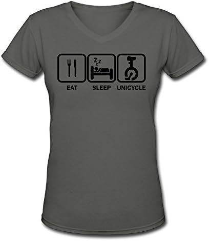 FZZS Women's Eat Sleep Unicycle V-neck Tee X-Large DeepHeather