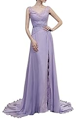 V-neck Lace-Up Chiffon Fall Evening Dress 