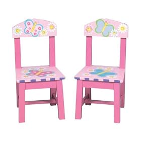Set of 2 Kids / Children's Pink Butterfly Chairs Set