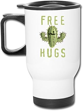 Aip-Yep Intelligent Free Hug Positive Actions Cactus Logo Stainless Steel Travel Mugs White