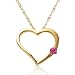 Ruby set in 14k Yellow Gold Heart Shaped Pendant