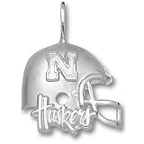 University of Nebraska N & Huskers Helmet Pendant (Silver)