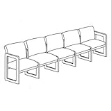 IMAGE OF Classic Series 5 Seat Sofa (full back) Base: 4 Post, Finish: Cherry, Material: Kilkenny Tweed Charcoal Vinyl