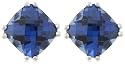 10k Choice of White or Yellow Gold, September Birthstone, Created Ceylon Sapphire Earrings