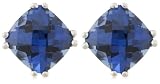 10k Choice of White or Yellow Gold, September Birthstone, Created Ceylon Sapphire Earrings
