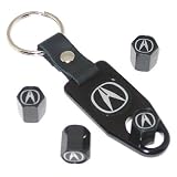 Acura Valve Stem Caps Key Chain Fob Set TL RSX Black