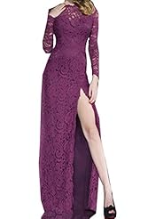 Sophisticated Lace Slit Spring Winter Long Sleeves Polyester/Spandex Checkered Print Evening Dress 