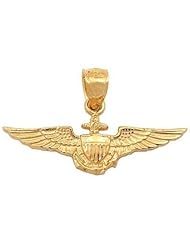 Navy Aviator Wings Charm 14K Gold 10.5mm