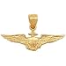14K Gold Navy Aviator Wings Charm Pilot Flying