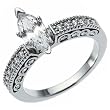 14K White Gold Vintage Style Diamond Wedding Ring (Center stone is not included)
