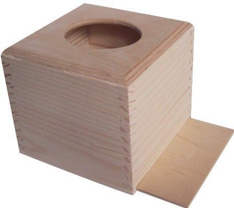 LARGE SQUARE PLAIN WOOD WOODEN TISSUE BOX FOR CRAFT DECOUPAGE by Decocraft
