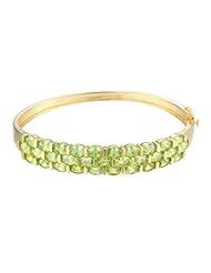 18k Gold Over Sterling Silver Peridot Tapered Bangle Bracelet