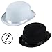 Funny Party Hats Derby Hats - 2 Pack - Black and White Bombin Hats - Bowler Hats - Roaring 20s Hats