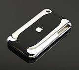 Silver Chrome Hard Case Cover for iPhone 3G 3GS Black
